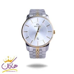 ساعت مچی سولیدا مردانه فلزی نقره ای طلایی G2135/7