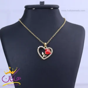 گردنبند استیل زنانه قلب و گل ST 12354/3 از نمای نزدیک