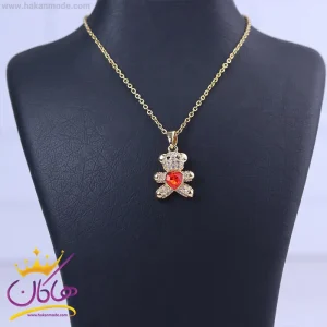 گردنبند استیل زنانه خرس تمام نگین ST 12354/7 از نمای نزدیک
