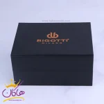 جعبه ساعت مچی ست بیگوتی استیل طلایی صفحه مشکی BG.1.10640-2