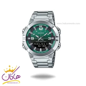 ساعت کاسیو مردانه فلزی دو زمانه صفحه سبز AMW-870DA-3AVDF