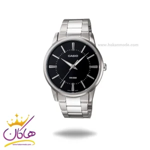 ساعت عقربه ای کاسیو مردانه نقره ای صفحه مشکی MTP-1303D-1A