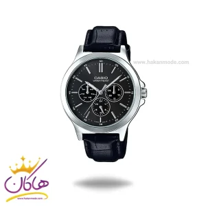 ساعت کاسیو مردانه بند چرمی مشکی فول تایم MTP-V300L-1AUDF