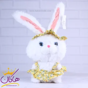 عروسک خرگوش لباس زرد گل‌ گلی