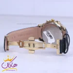 قفل ساعت عقربه ای الگانس مردانه چرم مشکی قاب طلایی G 1205/1