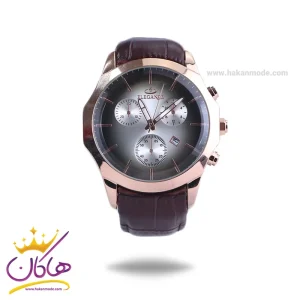 ساعت عقربه ای الگانس مردانه چرم قهوه ای قاب رزگلد G 1205/3
