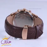 بند ساعت عقربه ای الگانس مردانه چرم قهوه ای قاب رزگلد G 1205/3