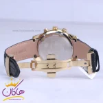 قفل ساعت عقربه ای الگانس مردانه بند چرم مشکی قاب طلایی G 1209/5