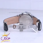 قفل ساعت عقربه ای الگانس مردانه چرم مشکی شیشه آبی G 1211/1