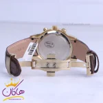قفل ساعت عقربه ای الگانس مردانه چرم قهوه ای صفحه طلایی G 1255/3
