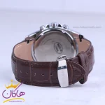بند ساعت عقربه ای الگانس مردانه چرم قهوه ای قاب نقره ای G 1256/1