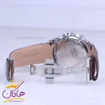 قفل ساعت عقربه ای الگانس مردانه چرم قهوه ای قاب نقره ای G 1256/1