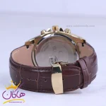 بند ساعت عقربه ای الگانس مردانه چرم قهوه ای قاب طلایی G 1256/3