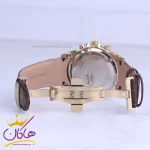 قفل ساعت عقربه ای الگانس مردانه چرم قهوه ای قاب طلایی G 1256/3