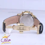 قفل ساعت عقربه ای الگانس مردانه بند چرم مشکی قاب طلایی G 2097/7