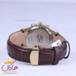 بند ساعت مچی الگانس زنانه بند چرم قهوه ای قاب طلایی L 1255/4