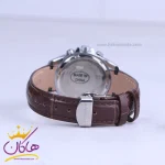 بند ساعت مچی الگانس زنانه چرم قهوه ای قاب نقره ای L1256/2