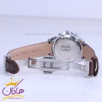 قفل ساعت مچی الگانس زنانه چرم قهوه ای قاب نقره ای L1256/2