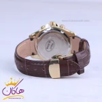 بند ساعت مچی الگانس زنانه چرم قهوه ای قاب طلایی L 1256/4