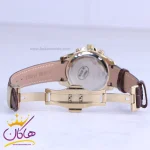 قفل ساعت مچی الگانس زنانه چرم قهوه ای قاب طلایی L 1256/4