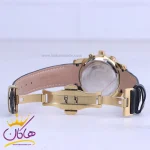 قفل ساعت عقربه ای رومانسون زنانه چرم مشکی قاب طلایی L 2072/4