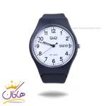 ساعت پسرانه کیو اند کیو بند رابر مشکی صفحه سفید A212J003Y