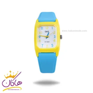 ساعت کیو اند کیو بچه گانه رابر آبی قاب مستطیل زرد V33A-005VY