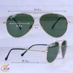 ابعاد عینک آفتابی ری بن مردانه فلزی فریم خلبانی طلایی RB 1018/1
