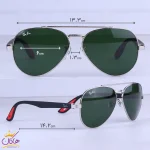 ابعاد عینک آفتابی ری بن مردانه فلزی شیشه سبز خلبانی RB 2402/1