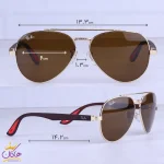 ابعاد عینک آفتابی ری بن مردانه فلزی قهوه ای خلبانی RB 2402/2