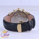 بند ساعت عقربه ای رومانسون مردانه چرم مشکی قاب طلایی G 2072/3
