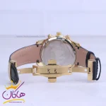 قفل ساعت عقربه ای رومانسون مردانه چرم مشکی قاب طلایی G 2072/3