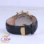 بند ساعت عقربه ای رومانسون مردانه چرم مشکی قاب طلایی G 2070/1