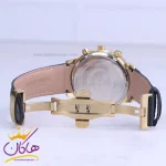 قفل ساعت عقربه ای رومانسون مردانه چرم مشکی قاب طلایی G 2070/1