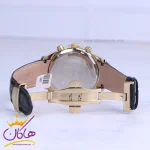 قفل ساعت عقربه ای رومانسون مردانه چرم مشکی قاب طلایی G 2101/3