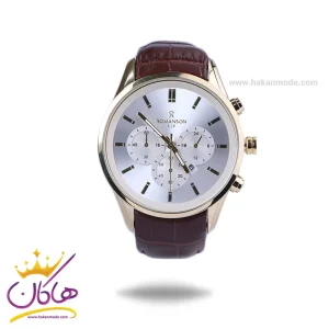 ساعت عقربه ای رومانسون مردانه چرم قهوه ای قاب طلایی G 8066/1