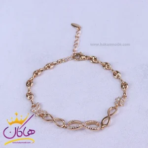 دستبند استیل زنانه مدل بی نهایت نگین‌ دار