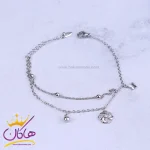 دستبند استیل زنانه دو لاین طرح گل و پروانه