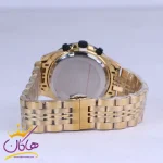 بند ساعت مچی الگانس زنانه فلزی طلایی صفحه مشکی L 2363/1