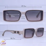 ابعاد عینک آفتابی گوچی زنانه فریم مستطیل کرمی 8886/6