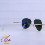 دسته عینک آفتابی ری بن مردانه فلزی طلایی شیشه سبز RB 3026 F /2