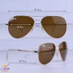ابعاد عینک آفتابی ری بن مردانه طلایی فریم خلبانی RB 3026 F/4