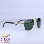 عدسی عینک آفتابی ری بن مردانه فریم فلزی طلایی RB 3529/3