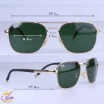 ابعاد عینک آفتابی ری بن مردانه فریم فلزی طلایی RB 3529/3