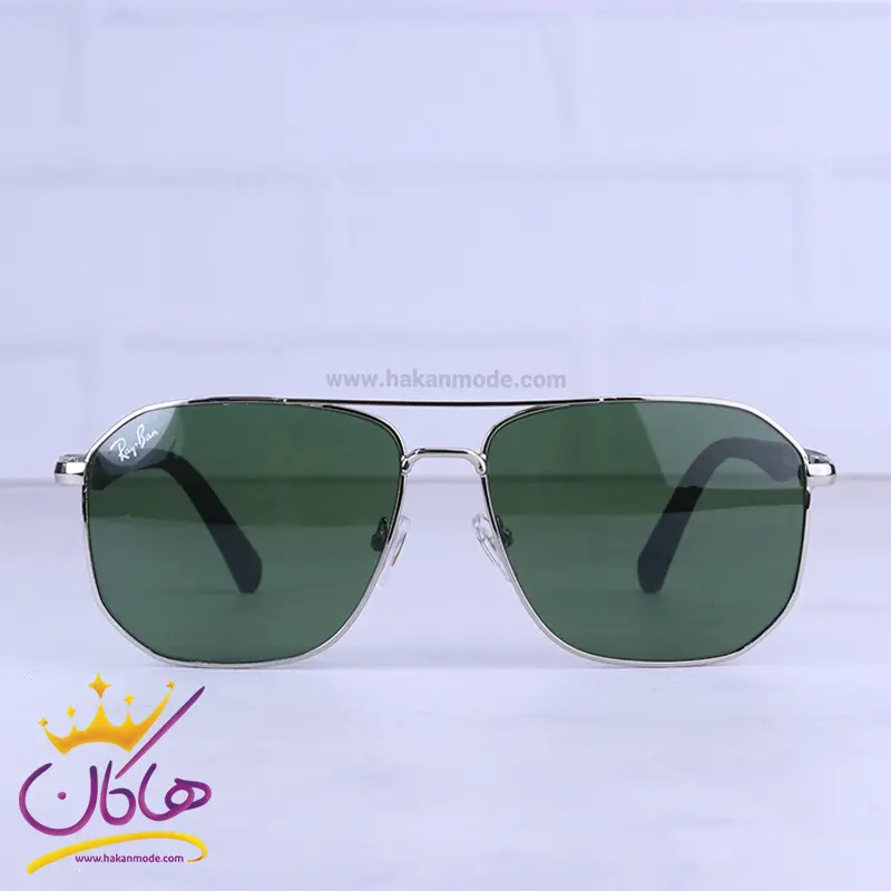 عینک آفتابی ری بن مردانه نقره ای شیشه سبز RB 5708/1 عینک آفتابی ری بن مردانه نقره ای شیشه سبز RB 5708/1