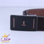 سگک کمربند چرم طبیعی مردانه قهوه ای Cartier