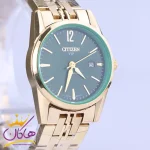 نمای نزدیک ساعت مچی سیتیزن زنانه فلزی طلایی صفحه سبز L31621/8