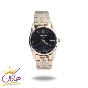 ساعت مچی سیتیزن زنانه فلزی طلایی صفحه مشکی L31621/9