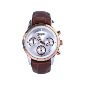 ساعت مچی سیتیزن زنانه چرم قهوه ای قاب رزگلد کرنوگراف L8111/7