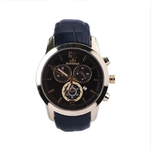 ساعت مچی مردانه الگانس بند چرم مشکی قاب طلایی G 1239/1